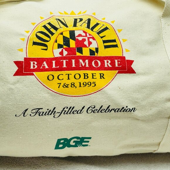 NWOT Vintage 1995 Tote/Duffle Bag, Pope John Paul II Baltimore Visit, 18" L (B2) - Picture 2 of 14